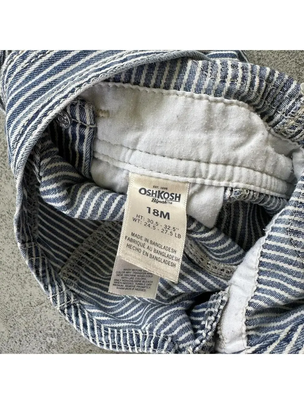Infant Y2K Osh Kosh Pin Stripe Denim Overalls Short Overalls